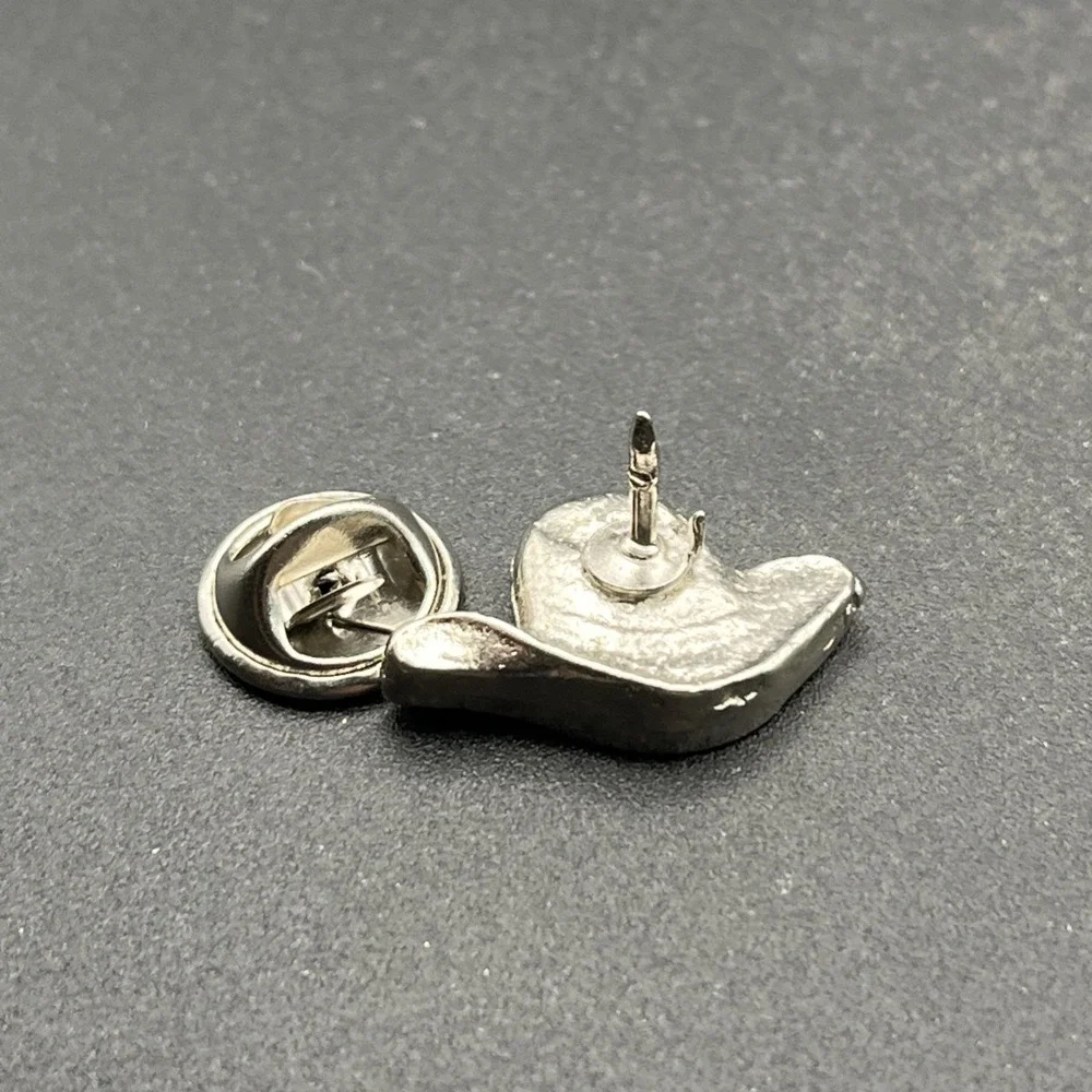 Cowboy‎ Hat Western Silver Tone Lapel Hat Pin